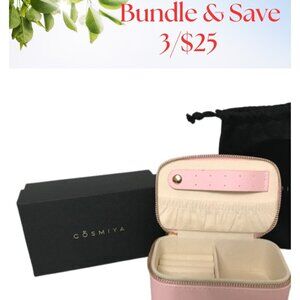 3/$25 NWT Cosmiya Travel Jewelry Organizer Box Pink Vegan Faux Leather